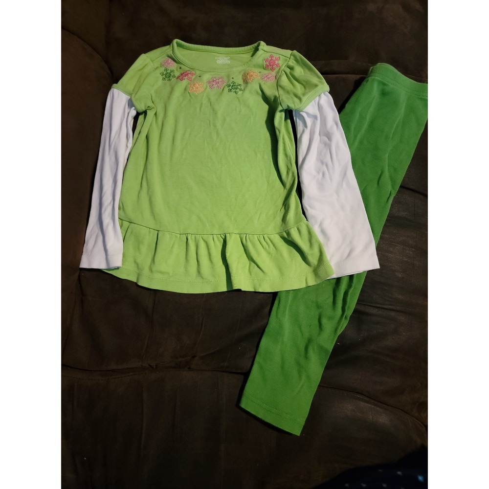 Gymboree cheery all the‎ way snowflake top and leggings outfit size 5